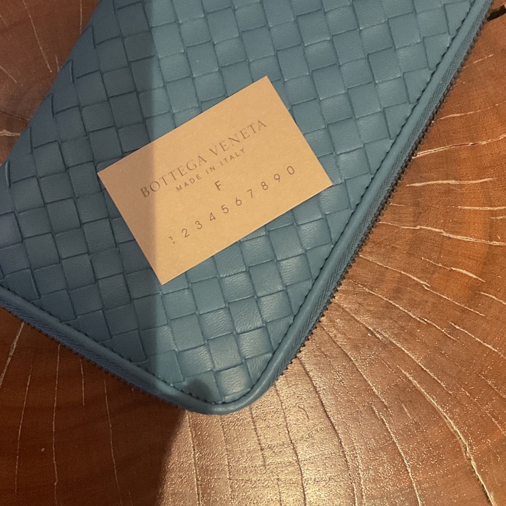 Bottega Veneta Teal Woven Leather Wallet - Picture 6 of 6